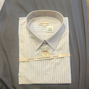 Pronto Uomo Men's Light Blue Striped Dress Shirt